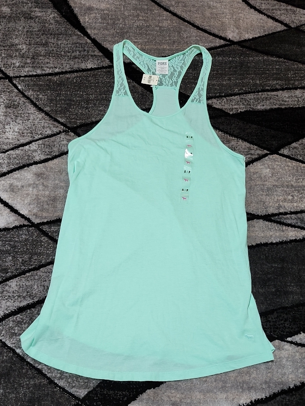 VS PINK 2013 MINT GREEN TUNIC-LENGTH LACE RACERBACK SWIM COVER-UP TANK-TOP